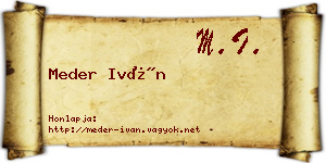 Meder Iván névjegykártya